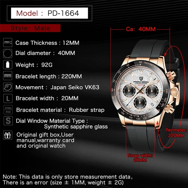 PAGANI DESIGN V2 Chronograph – 40mm Men's Sapphire Stainless Steel Waterproof Watch