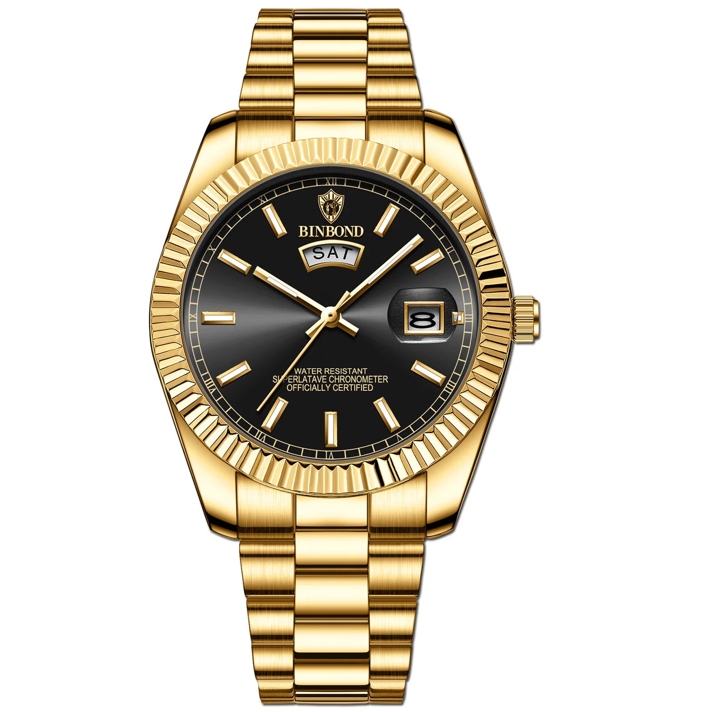 BINBOND B7012 Men's Quartz Watch – Waterproof Sports Business Wristwatch with Calendar