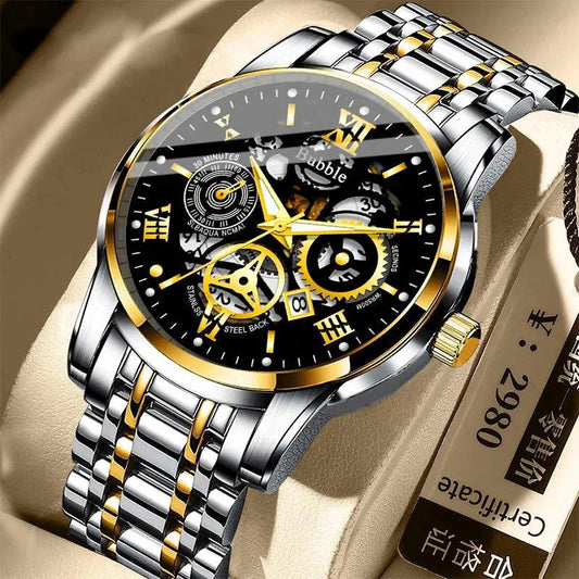 UTHAI Men's Luxury Quartz Watch – Waterproof Roman Dial with Hollow Design